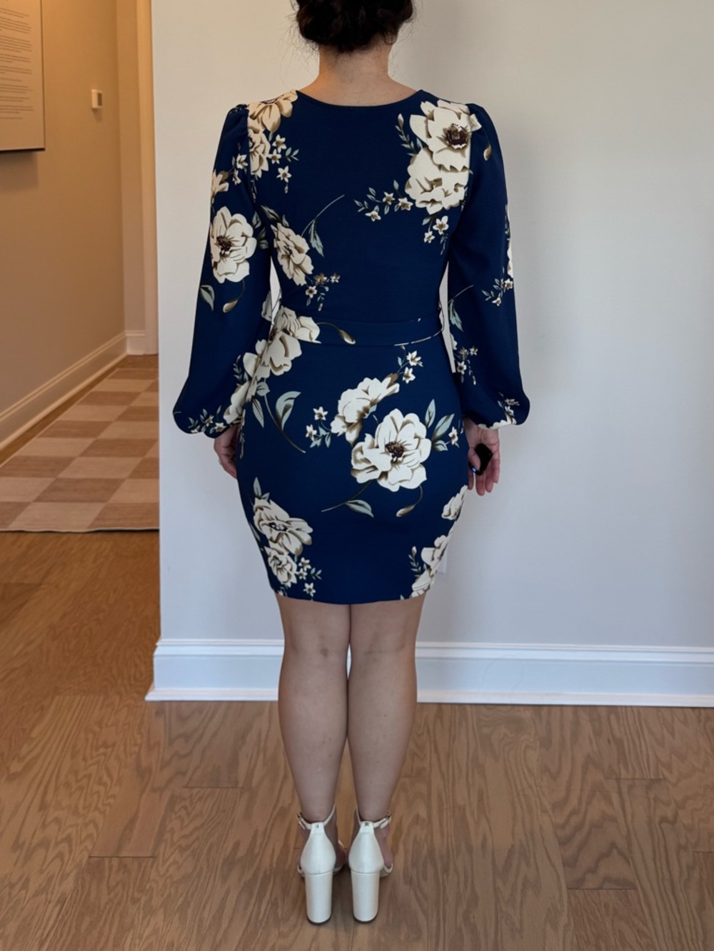 Floral Navy Longsleeve Dress with Tie Waist - NWOT - Picture 2 of 10